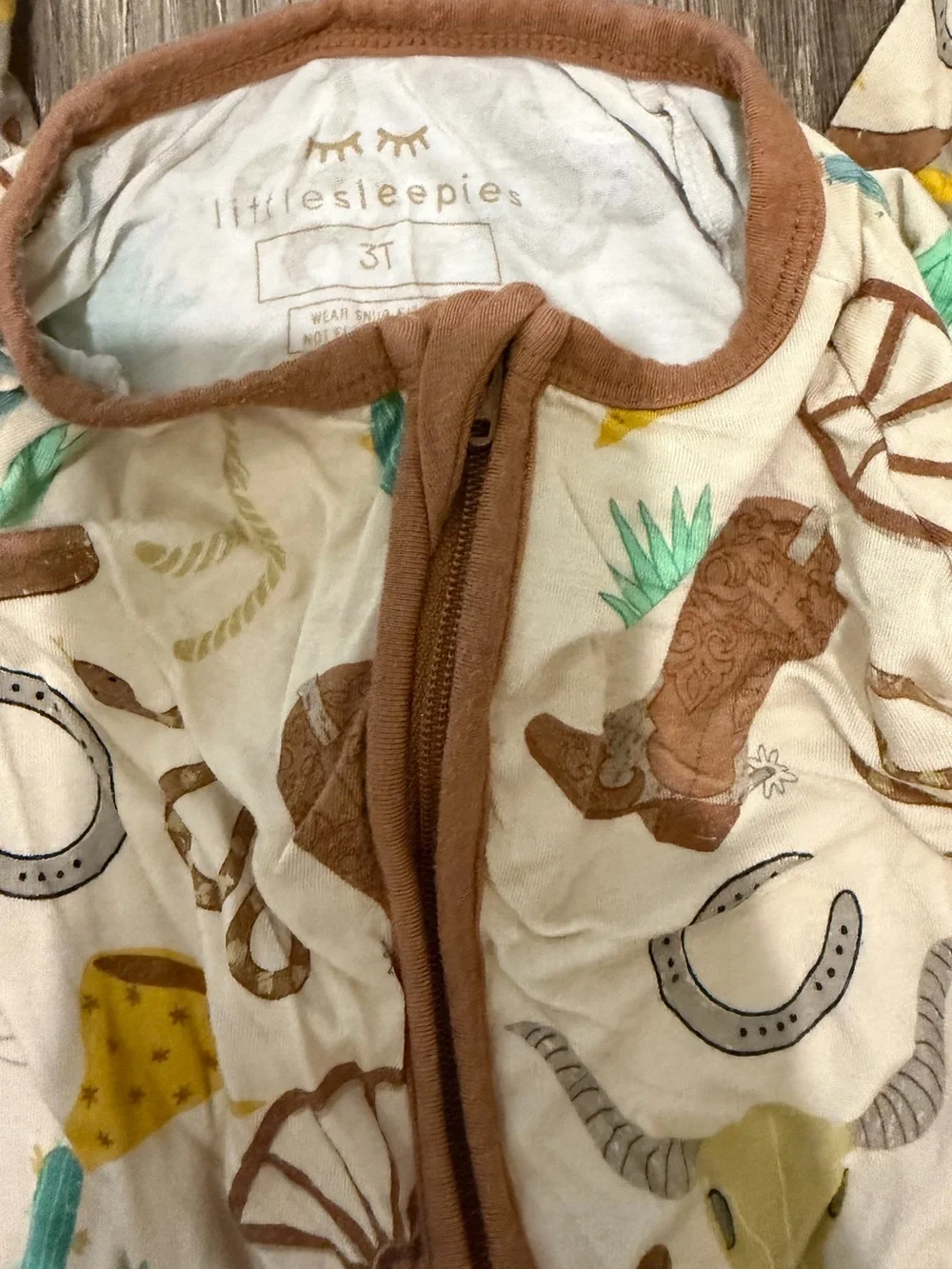 Little Sleepies Cowboy Print Zippies 3T